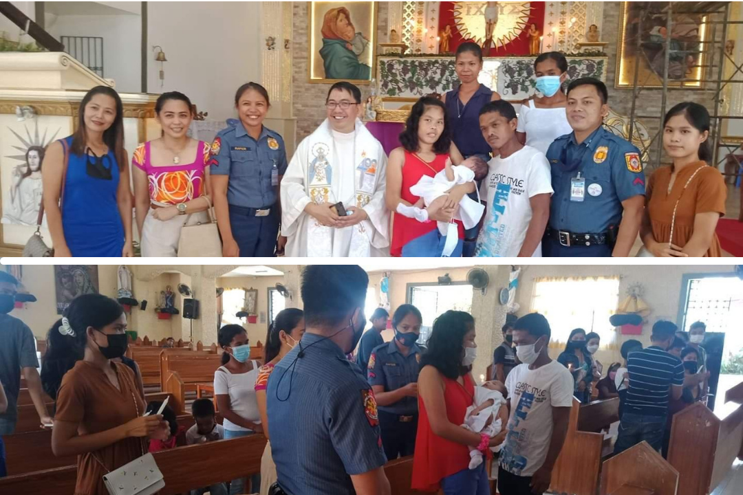 BABY DELIVERED IN AN EMERGENCY VEHICLE WITH THE HELP OF A POLICE OFFICER NOW BAPTIZED THROUGH THE EFFORTS OF SAN VICENTE MPS
