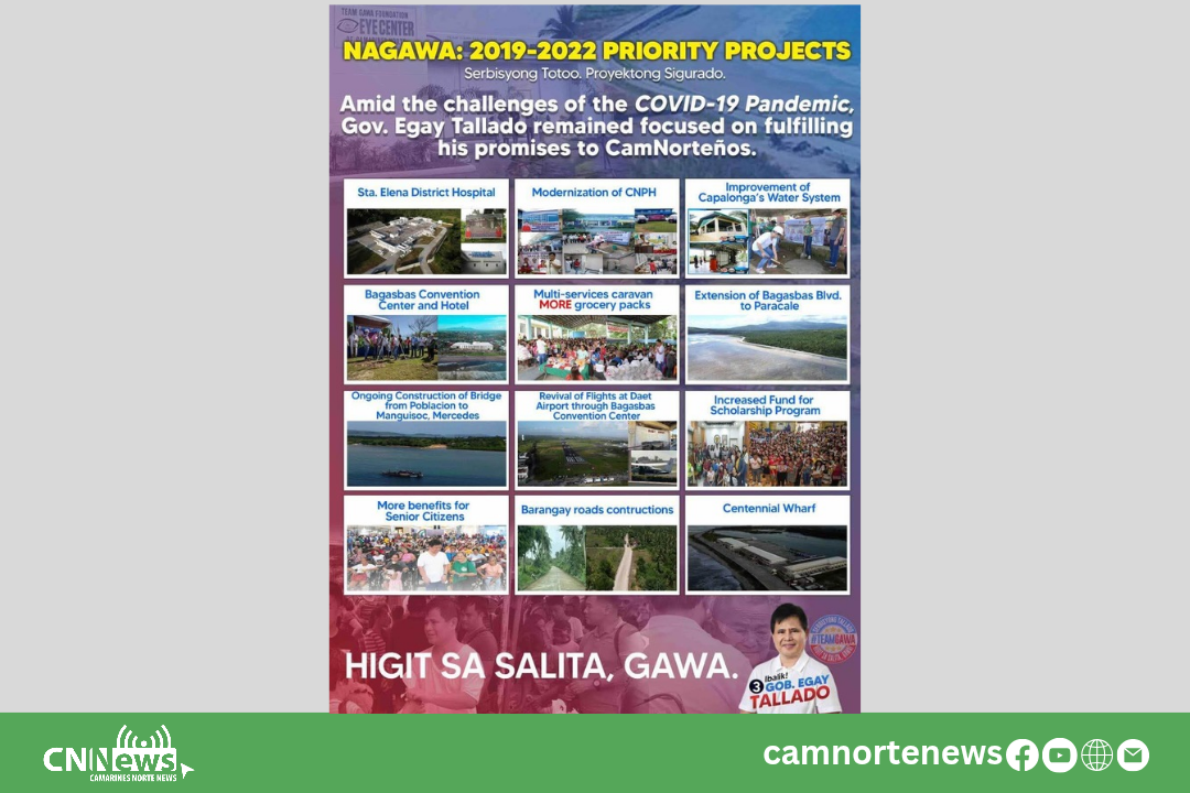 MGA NAGAWANG PROYEKTO NI DATING GOBERNADOR EGAY TALLADO KASABAY NG HAMON NG PANDEMYA